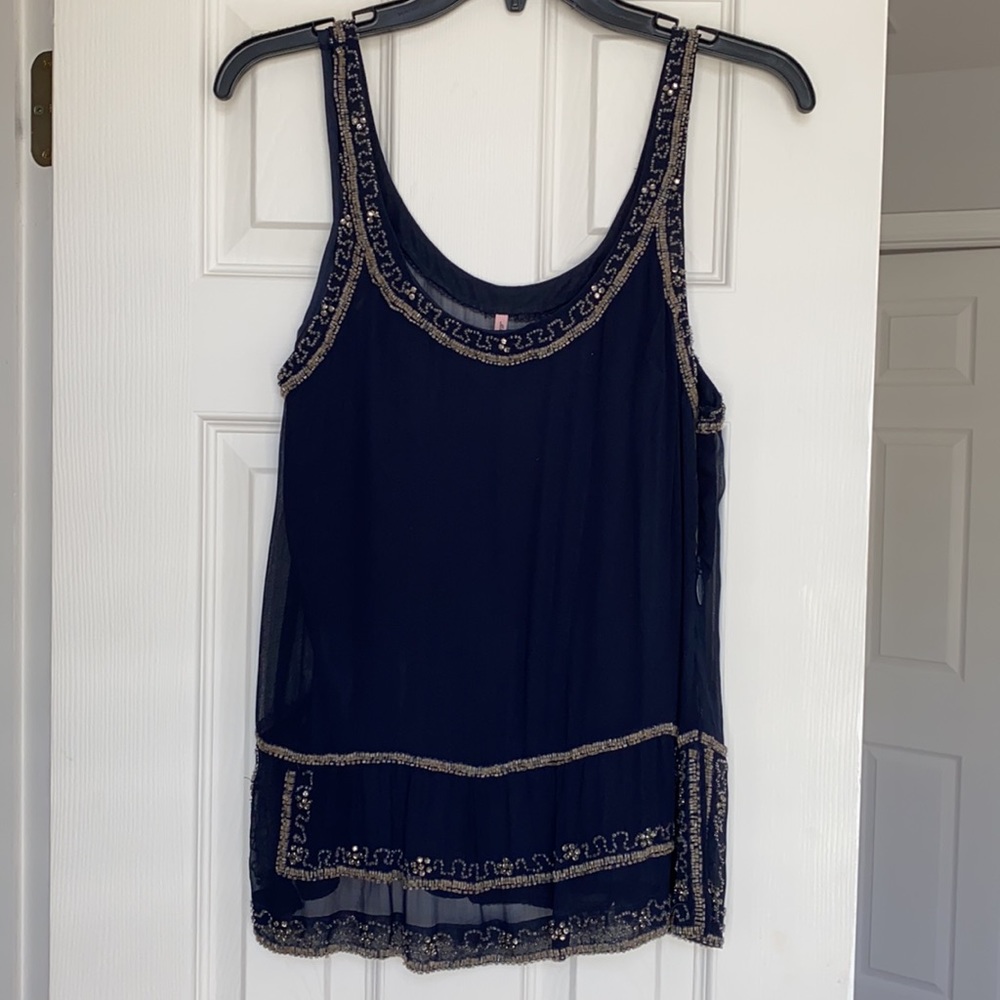 Navy sleeveless top sequins